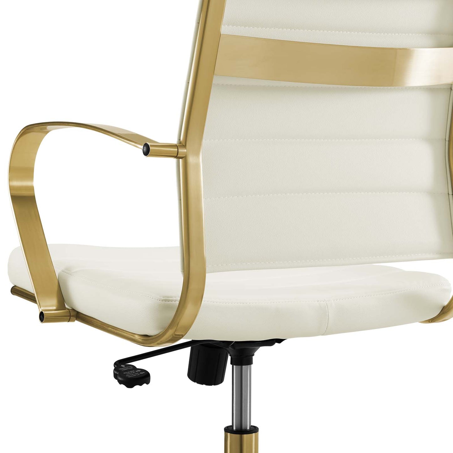Jive Gold Stainless Steel Midback Office Chair, Faux Vinyl Leather Aluminum, Gold White, 17387