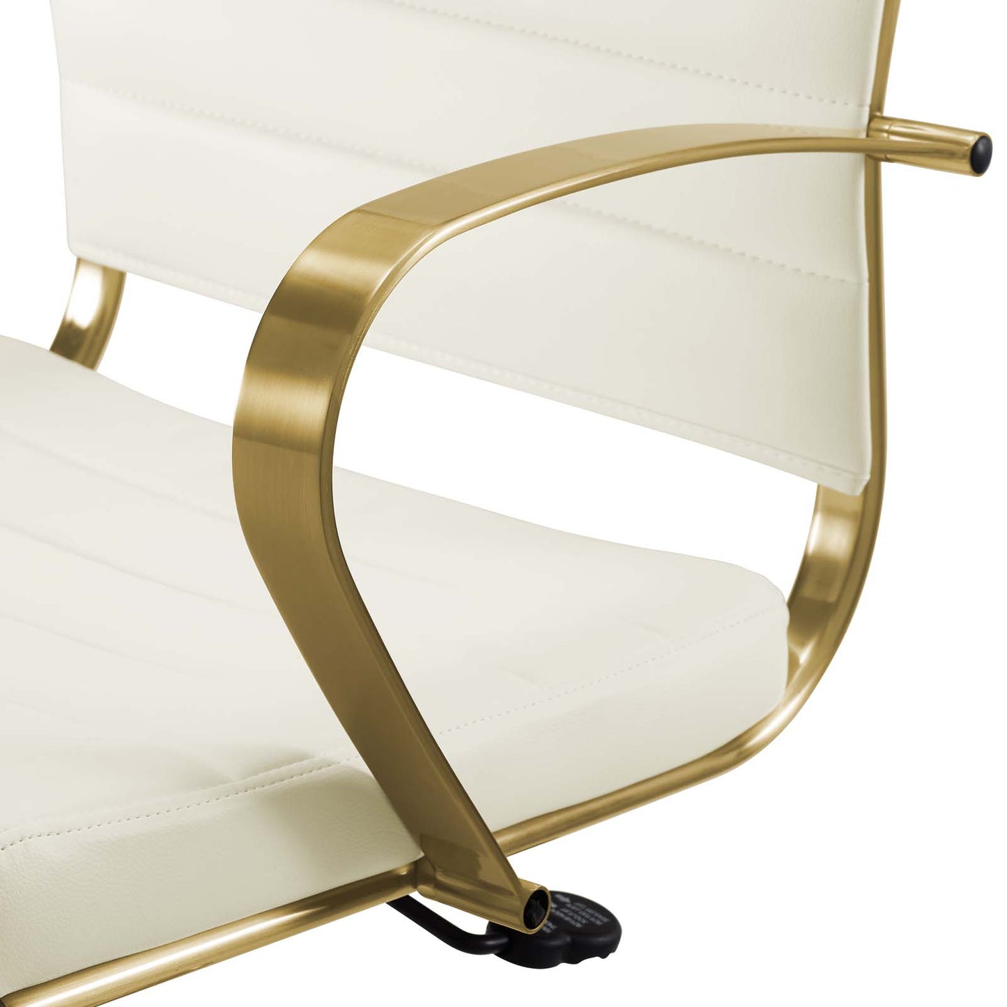 Jive Gold Stainless Steel Midback Office Chair, Faux Vinyl Leather Aluminum, Gold White, 17387