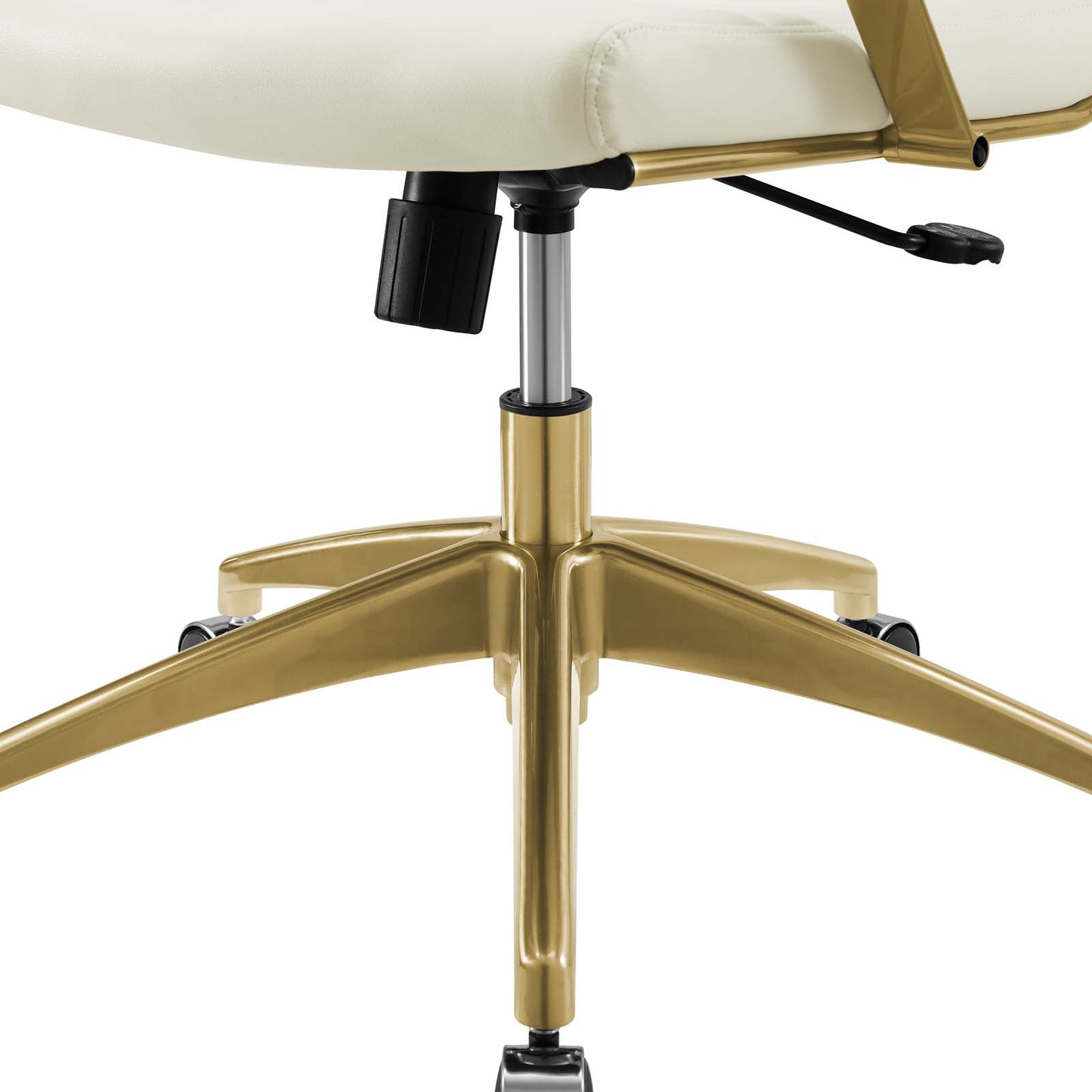 Jive Gold Stainless Steel Midback Office Chair, Faux Vinyl Leather Aluminum, Gold White, 17387