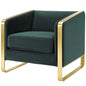 Visualize Accent Club Lounge Performance Velvet Armchair, Velvet Fabric Metal Steel, Green, 17388