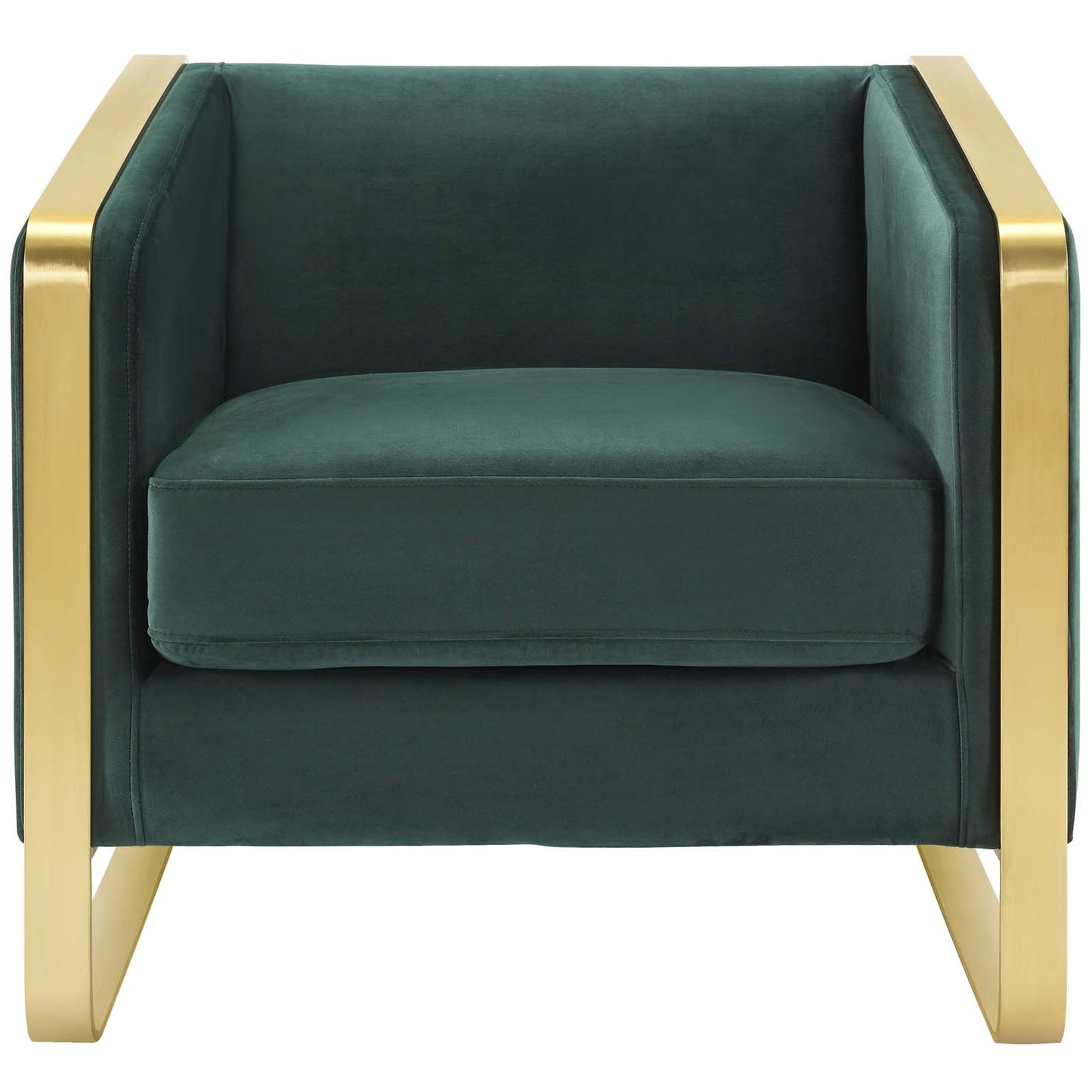 Visualize Accent Club Lounge Performance Velvet Armchair, Velvet Fabric Metal Steel, Green, 17388