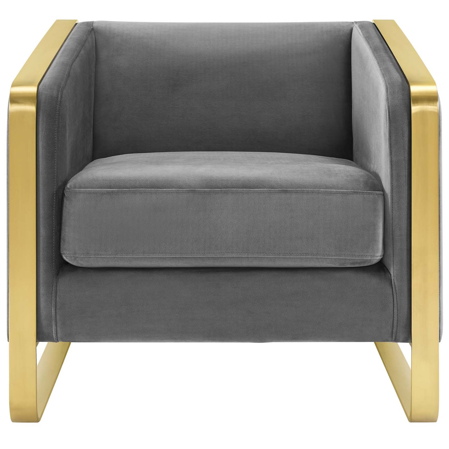 Visualize Accent Club Lounge Performance Velvet Armchair, Velvet Fabric Metal Steel, Grey Gray, 17389
