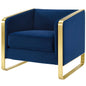 Visualize Accent Club Lounge Performance Velvet Armchair, Velvet Fabric Metal Steel, Navy Blue, 17390