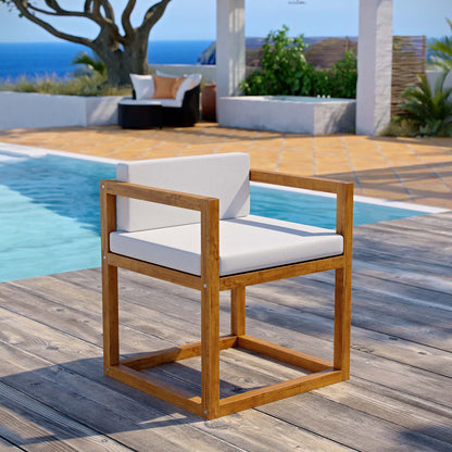 Newbury Accent Outdoor Patio Premium Grade A Teak Wood Armchair, Wood, Natural White, 17814