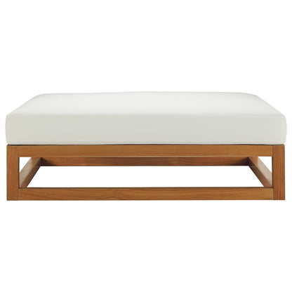 Newbury Outdoor Patio Premium Grade A Teak Wood Ottoman, Wood, Natural White, 17816