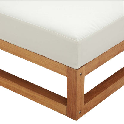 Newbury Outdoor Patio Premium Grade A Teak Wood Ottoman, Wood, Natural White, 17816