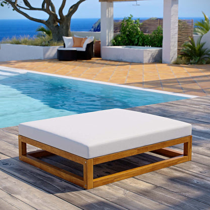 Newbury Outdoor Patio Premium Grade A Teak Wood Ottoman, Wood, Natural White, 17816