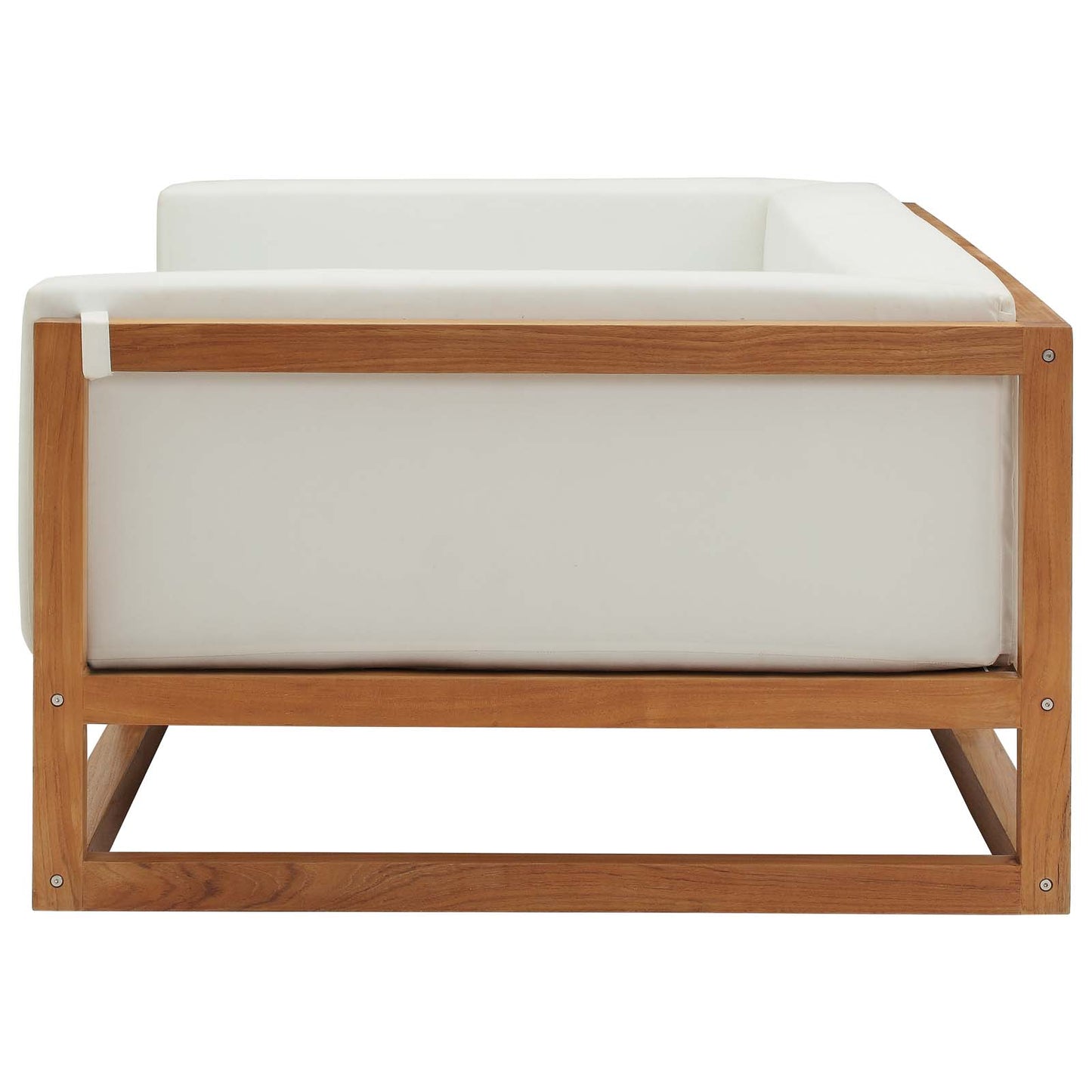 Newbury Accent Lounge Outdoor Patio Premium Grade A Teak Wood Sofa, Wood, Natural White, 17817