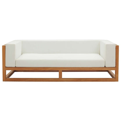 Newbury Accent Lounge Outdoor Patio Premium Grade A Teak Wood Sofa, Wood, Natural White, 17817