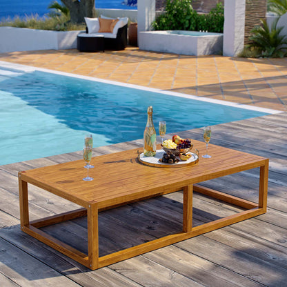 Newbury Outdoor Patio Premium Grade A Teak Wood Coffee Table, Wood, Natural, 17818