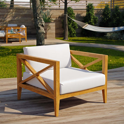 Northlake Outdoor Patio Premium Grade A Teak Wood Armchair, Wood, Natural White, 17819