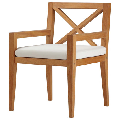 Northlake Outdoor Patio Premium Grade A Teak Wood Dining Armchair, Wood, Natural White, 17820