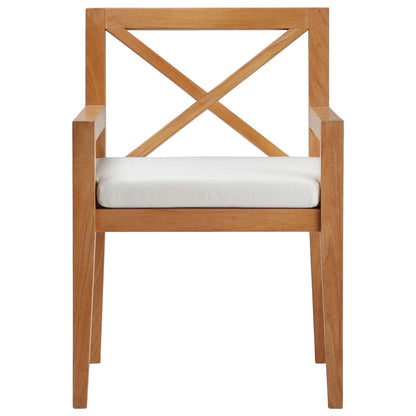 Northlake Outdoor Patio Premium Grade A Teak Wood Dining Armchair, Wood, Natural White, 17820