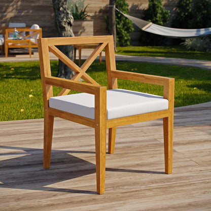 Northlake Outdoor Patio Premium Grade A Teak Wood Dining Armchair, Wood, Natural White, 17820