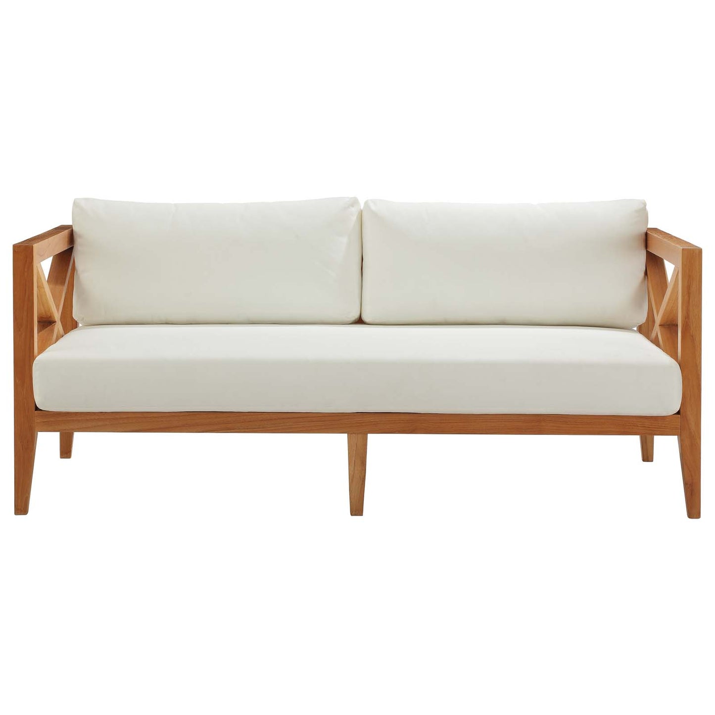 Northlake Outdoor Patio Premium Grade A Teak Wood Sofa, Wood, Natural White, 17821