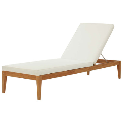 Northlake Outdoor Patio Premium Grade A Teak Wood Chaise Lounge, Wood, Natural White, 17823