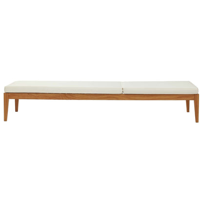Northlake Outdoor Patio Premium Grade A Teak Wood Chaise Lounge, Wood, Natural White, 17823