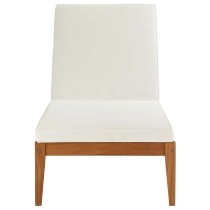 Northlake Outdoor Patio Premium Grade A Teak Wood Chaise Lounge, Wood, Natural White, 17823