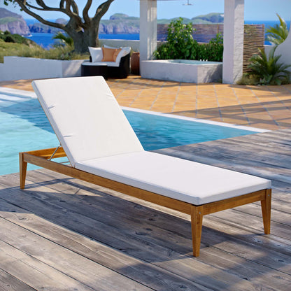 Northlake Outdoor Patio Premium Grade A Teak Wood Chaise Lounge, Wood, Natural White, 17823