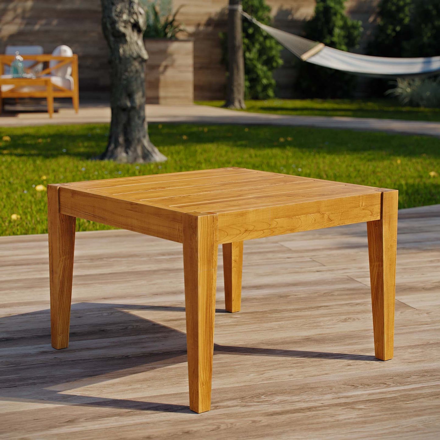 Northlake Outdoor Patio Premium Grade A Teak Wood Side Table, Wood, Natural, 17825