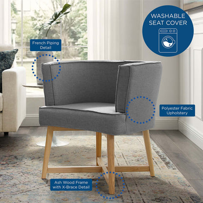 Anders Upholstered Fabric Accent Chair, Fabric, Wood, Light Grey Gray, 18198