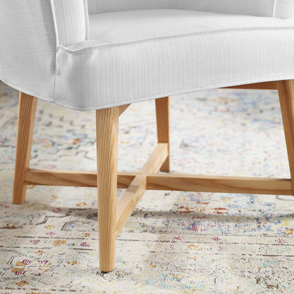 Anders Upholstered Fabric Accent Chair, Fabric, Wood, White, 18200