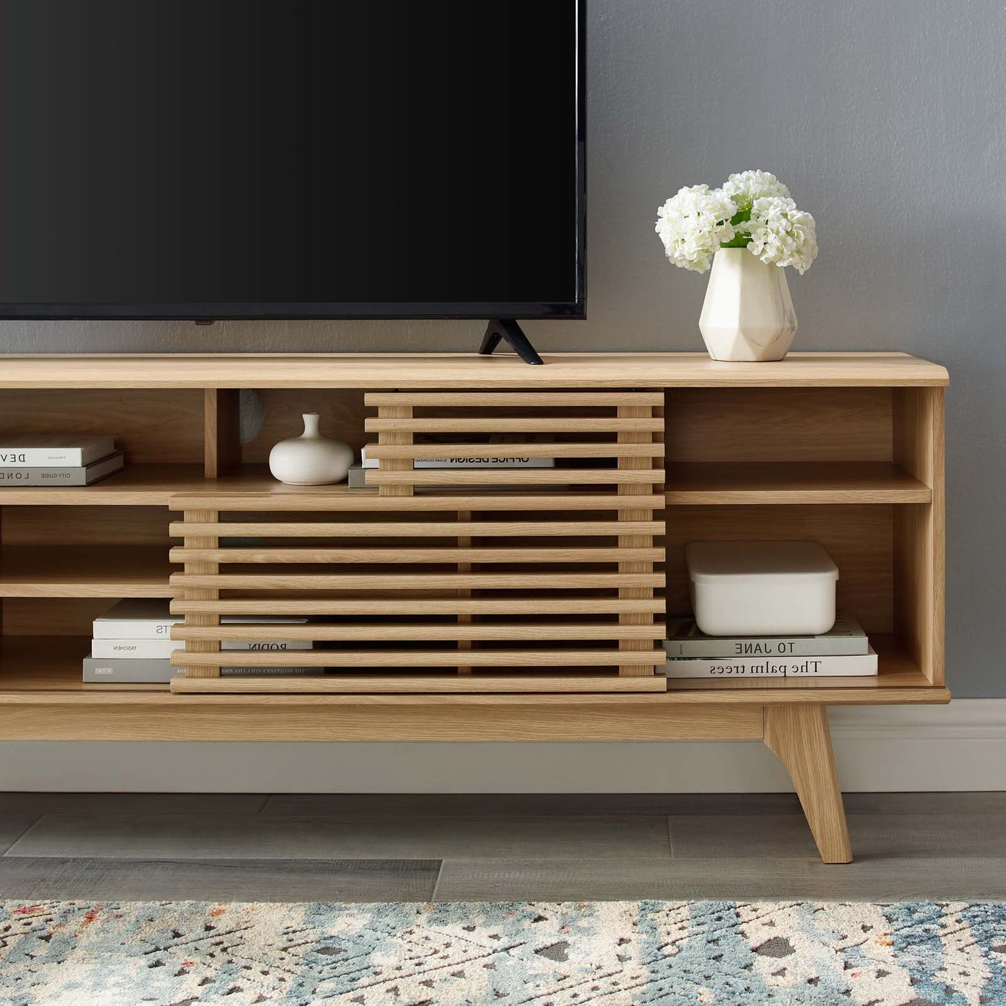 Render 71" Media Console TV Stand, Wood, Brown Oak, 18201