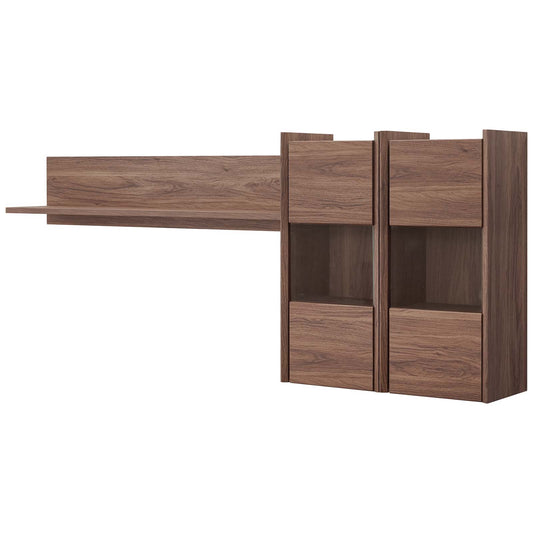 Visionary Wall Mounted Shelves, Wood, Brown Walnut, 18203