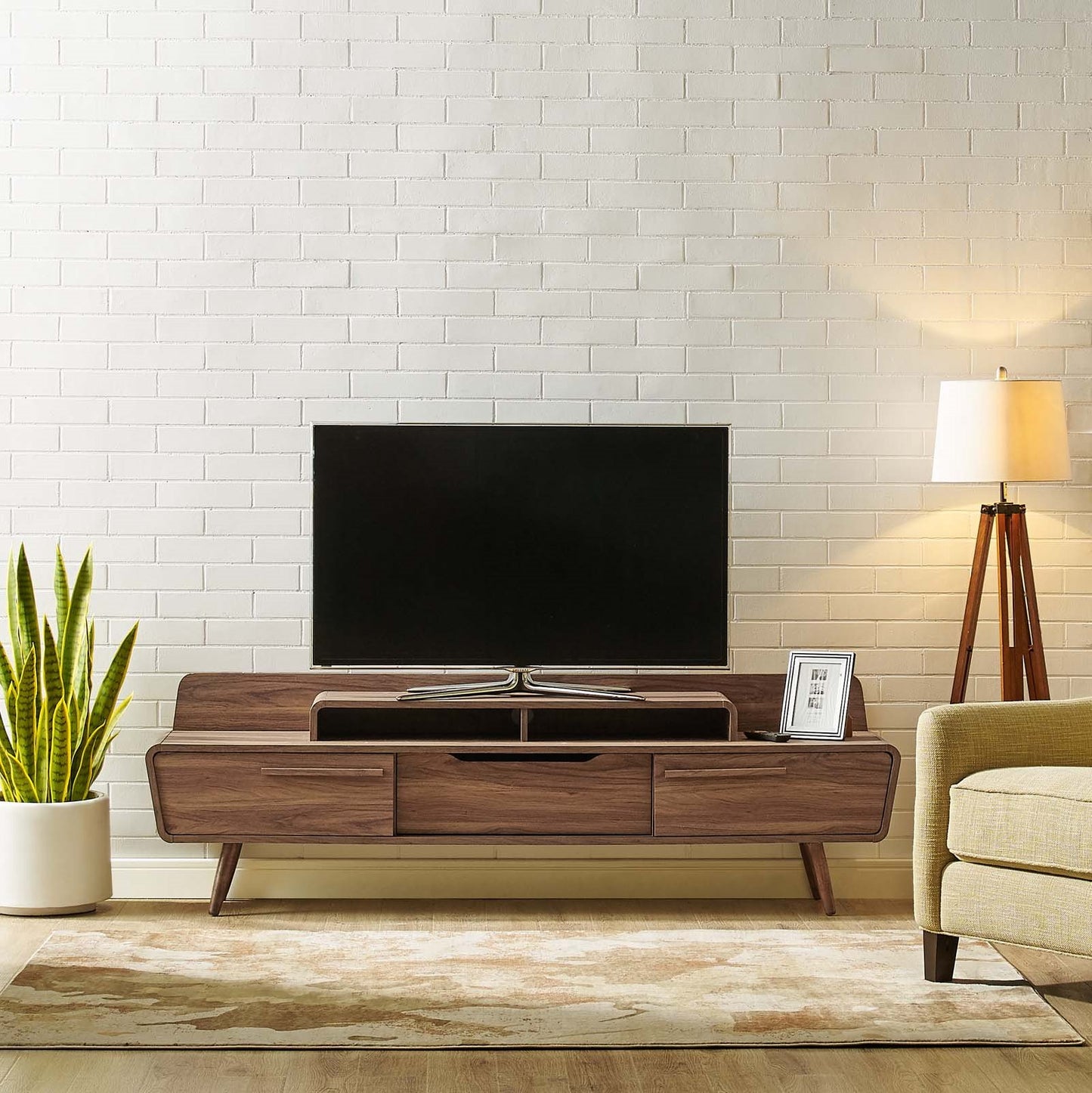 Omnistand 74" TV Stand, Wood, Natural Walnut Brown, 17395