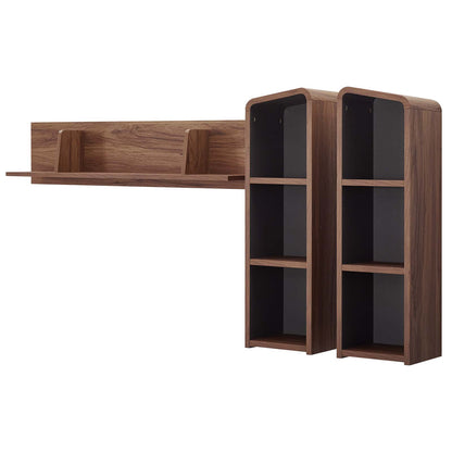 Omnistand Wall Mounted Shelves, Wood, Natural Walnut Gray Grey, 17999