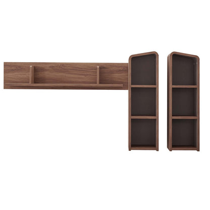 Omnistand Wall Mounted Shelves, Wood, Natural Walnut Gray Grey, 17999