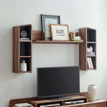 Omnistand Wall Mounted Shelves, Wood, Natural Walnut Gray Grey, 17999