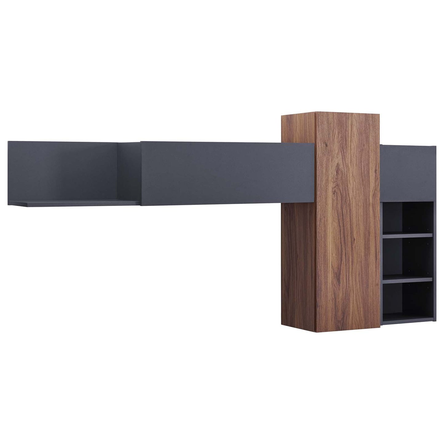 Scope Wall Mounted Shelves, Wood, Natural Walnut Gray Grey, 18000
