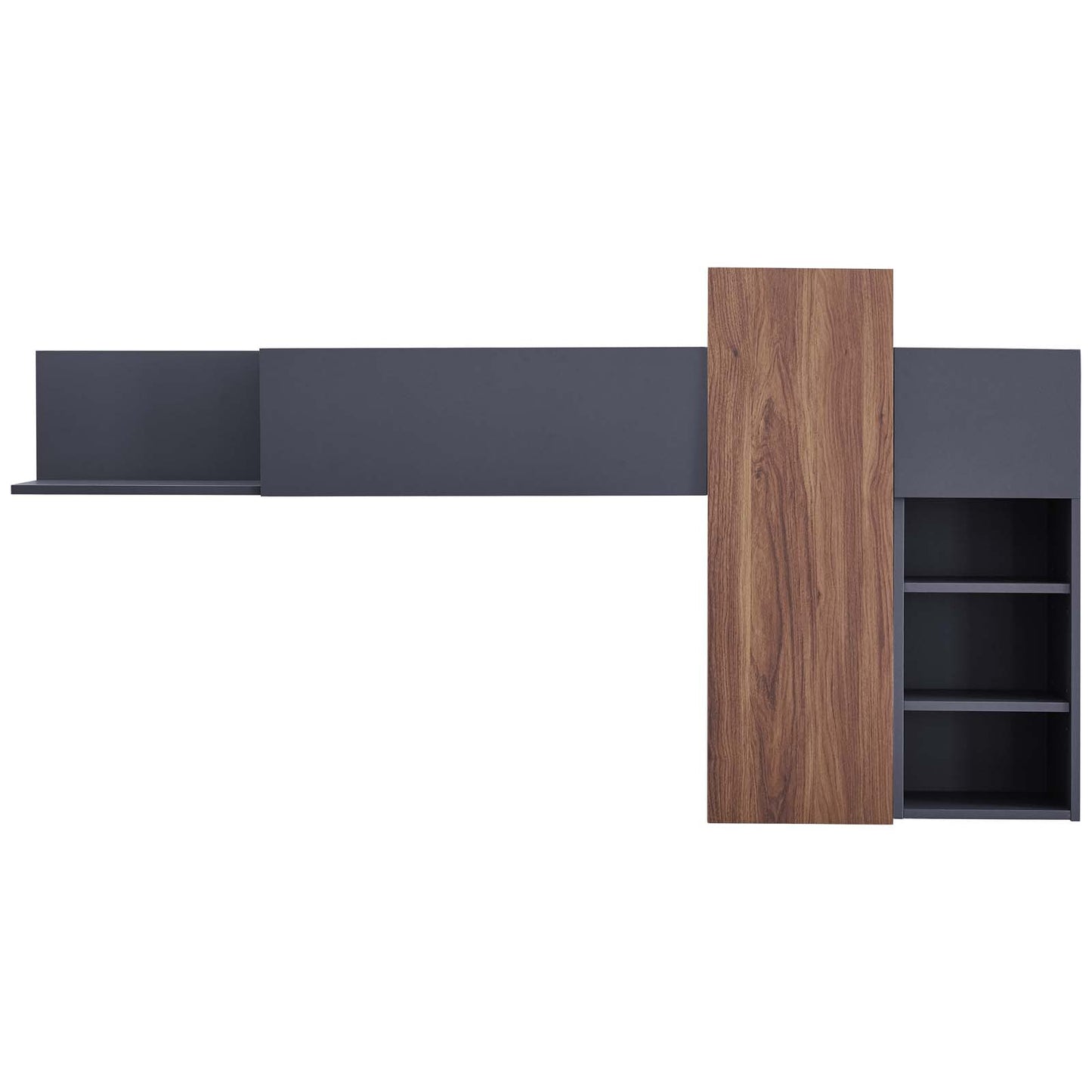Scope Wall Mounted Shelves, Wood, Natural Walnut Gray Grey, 18000