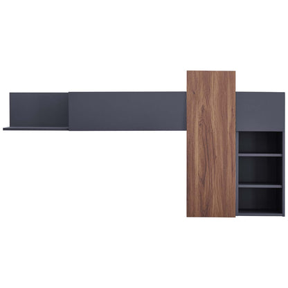 Scope Wall Mounted Shelves, Wood, Natural Walnut Gray Grey, 18000
