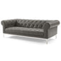Idyll Tufted Button Upholstered Leather Chesterfield Sofa, Leather, Grey Gray, 18062