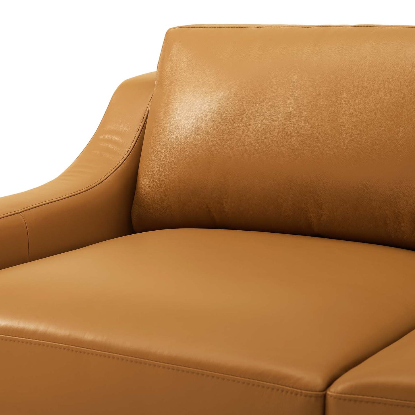 Harness Stainless Steel Base Leather Armchair, Leather, Tan Brown, 18073