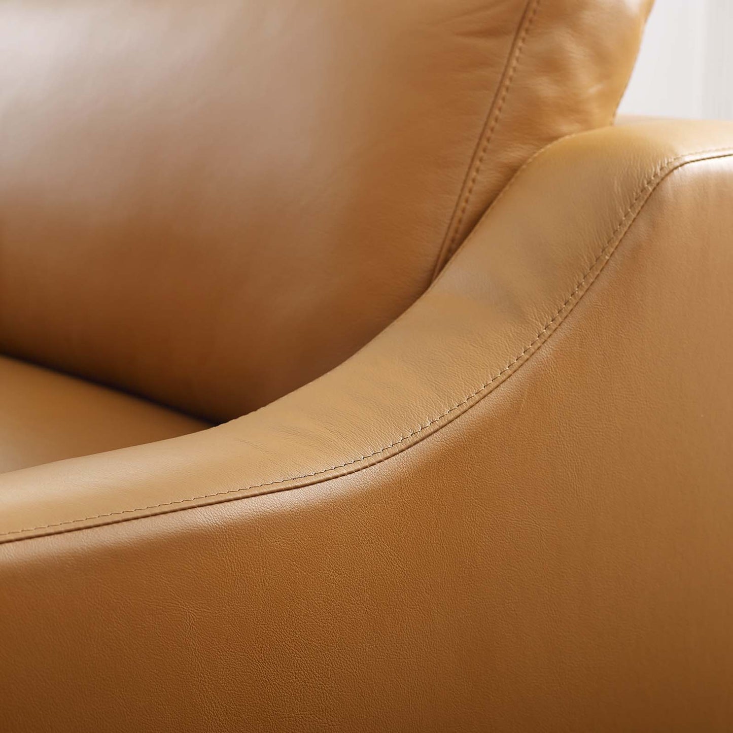 Harness Stainless Steel Base Leather Armchair, Leather, Tan Brown, 18073
