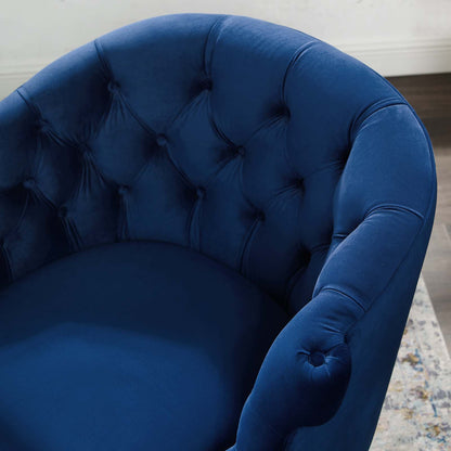 Precept Accent Performance Velvet Armchair, Velvet Fabric Wood, Navy Blue, 17399