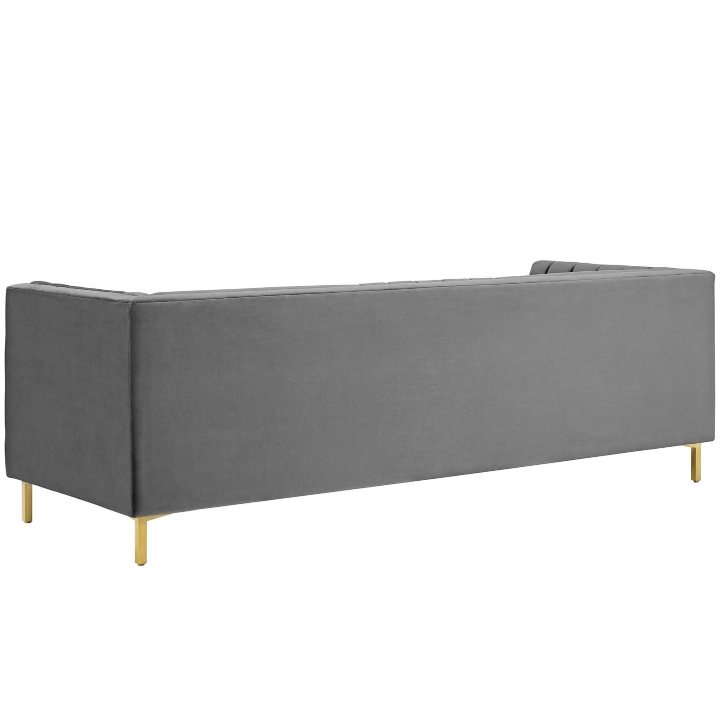 Ingenuity Channel Tufted Performance Velvet Sofa, Velvet Fabric Metal Steel, Grey Gray, 17403