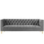 Delight Tufted Button Performance Velvet Sofa, Velvet Fabric Metal Steel, Grey Gray, 17406