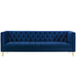 Delight Tufted Button Performance Velvet Sofa, Velvet Fabric Metal Steel, Navy Blue, 17407