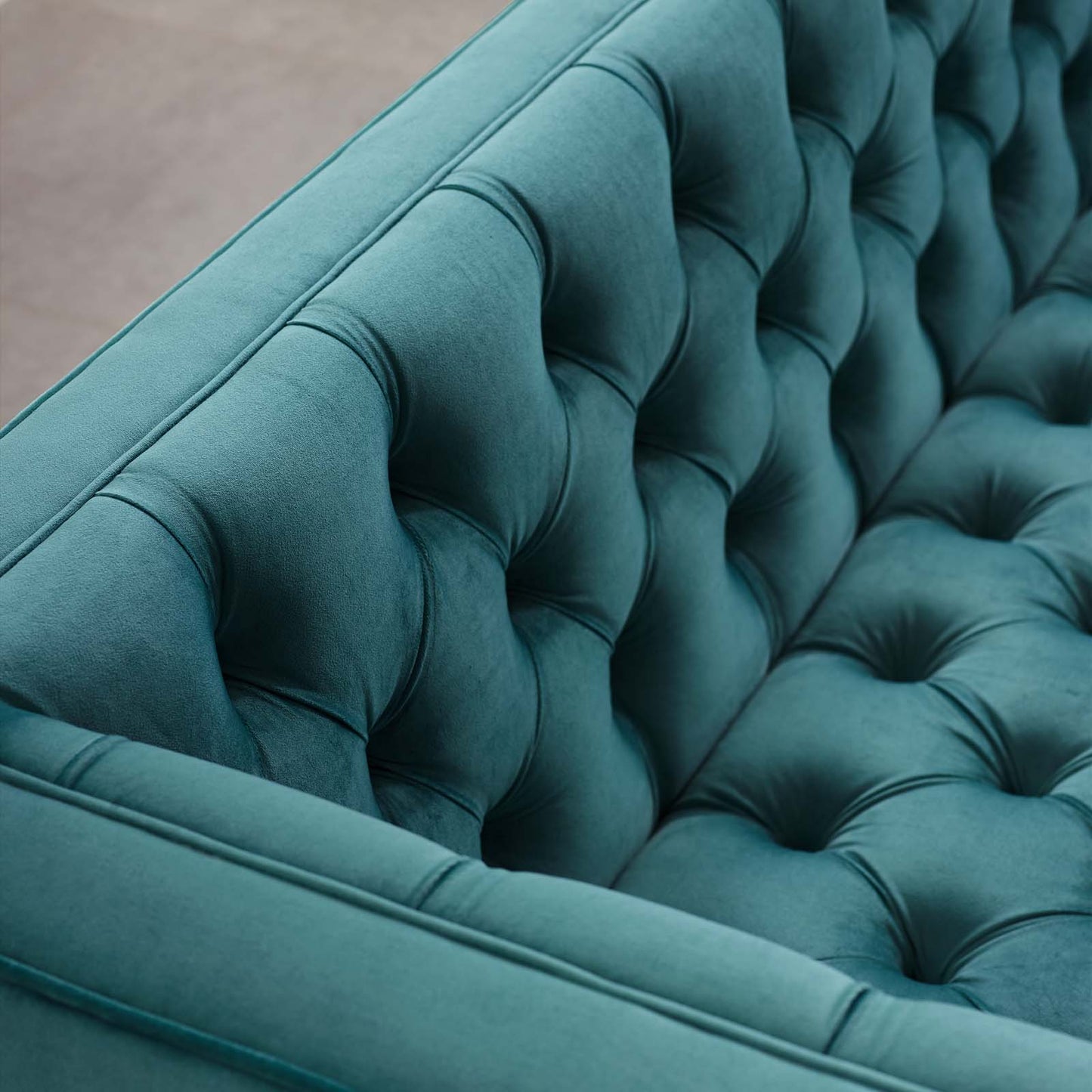 Delight Tufted Button Performance Velvet Sofa, Velvet Fabric Metal Steel, Blue, 17408