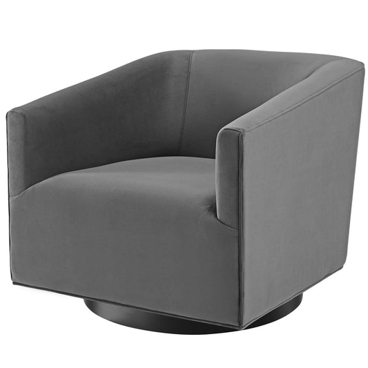 Twist Accent Lounge Performance Velvet Swivel Chair, Velvet Fabric, Grey Gray, 17409