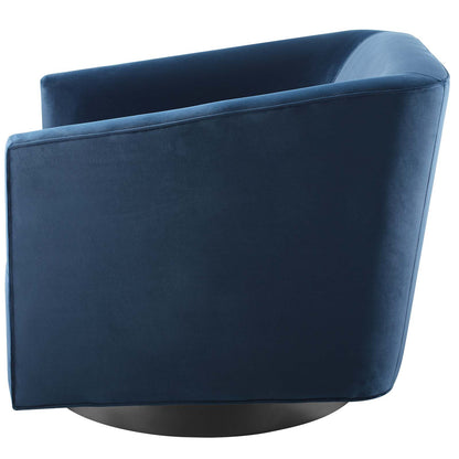 Twist Accent Lounge Performance Velvet Swivel Chair, Velvet Fabric, Navy Blue, 17410