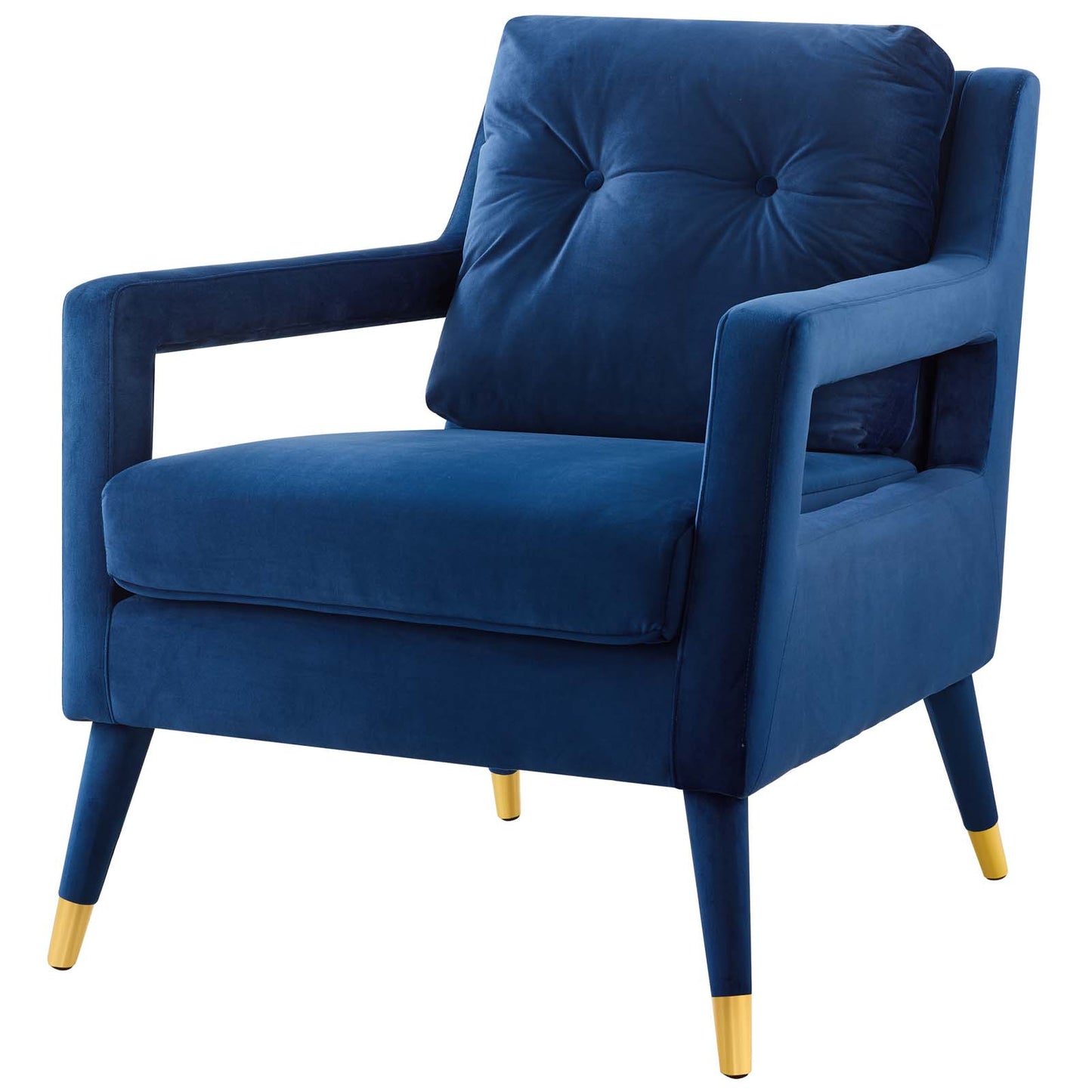Premise Accent Lounge Performance Velvet Armchair, Velvet Fabric Wood, Navy Blue, 17413