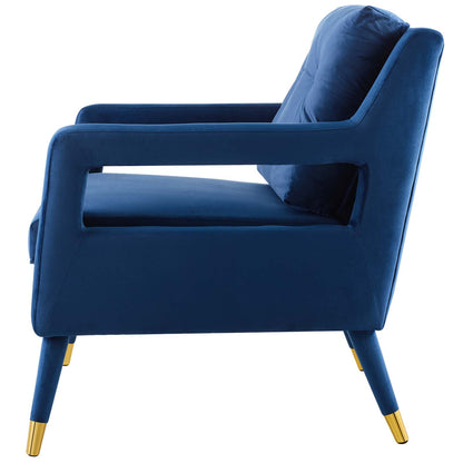 Premise Accent Lounge Performance Velvet Armchair, Velvet Fabric Wood, Navy Blue, 17413