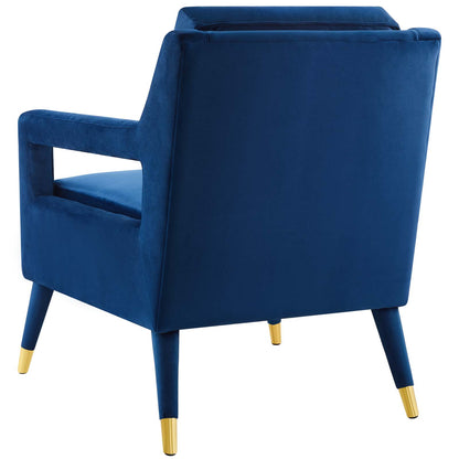 Premise Accent Lounge Performance Velvet Armchair, Velvet Fabric Wood, Navy Blue, 17413