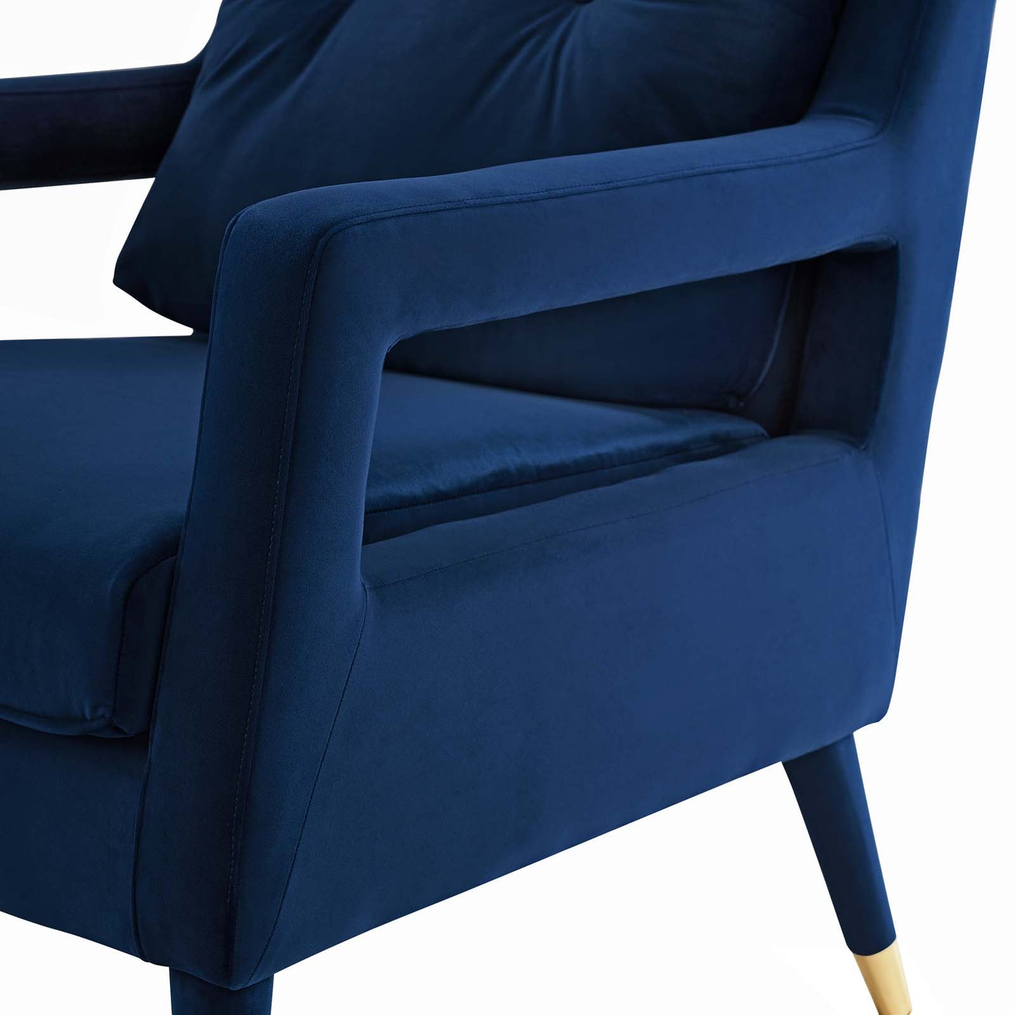 Premise Accent Lounge Performance Velvet Armchair, Velvet Fabric Wood, Navy Blue, 17413