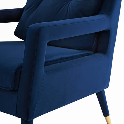 Premise Accent Lounge Performance Velvet Armchair, Velvet Fabric Wood, Navy Blue, 17413